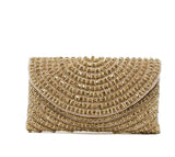 Sparkly champagne rose gold clutch Embroidered with tiny rose gold colored beads