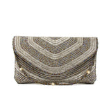 Sparkly Silver and Gray clutch and evening bag Covered with multi-colored beads, rhinestones, and crystals.