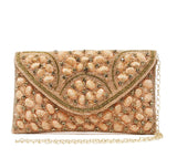 Sparkly gold and peach clutch Embroidered with rhinestones & has inside pocket