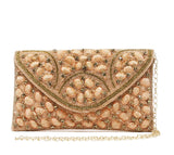 Sparkly gold and peach clutch Embroidered with rhinestones & has inside pocket