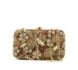 Red & gold clutch with beads, & sequins embroidery, comes with Gold chain strap for crossbody weear