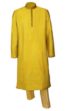 Mustard Yellow Kurta has gold embroidery and comes with a matching pair of gold pants!