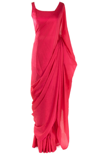 Pre-stitched pink panther Saree with adjustable Blouse & Matching petticoat