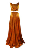 Gold Marble Effect Lehenga by Kanya London with matching silk adjustable Blouse straps and dupatta