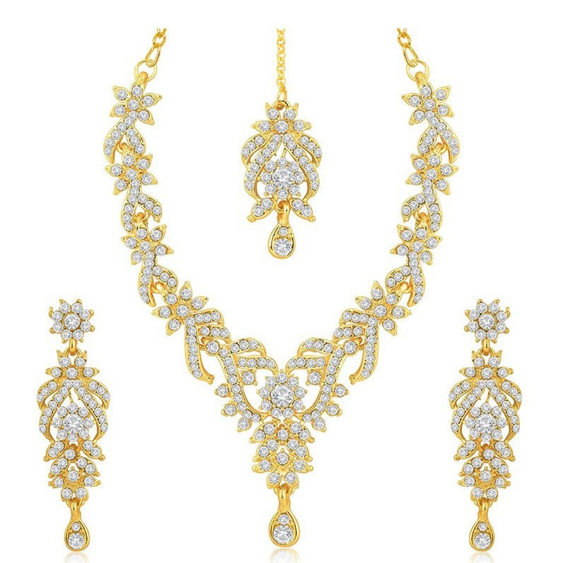 Gold & Silver 3 piece jewelry set with earrings and forehead piece