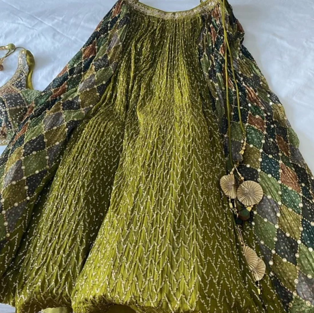 Stunning 3-piece lehenga set with mirror work