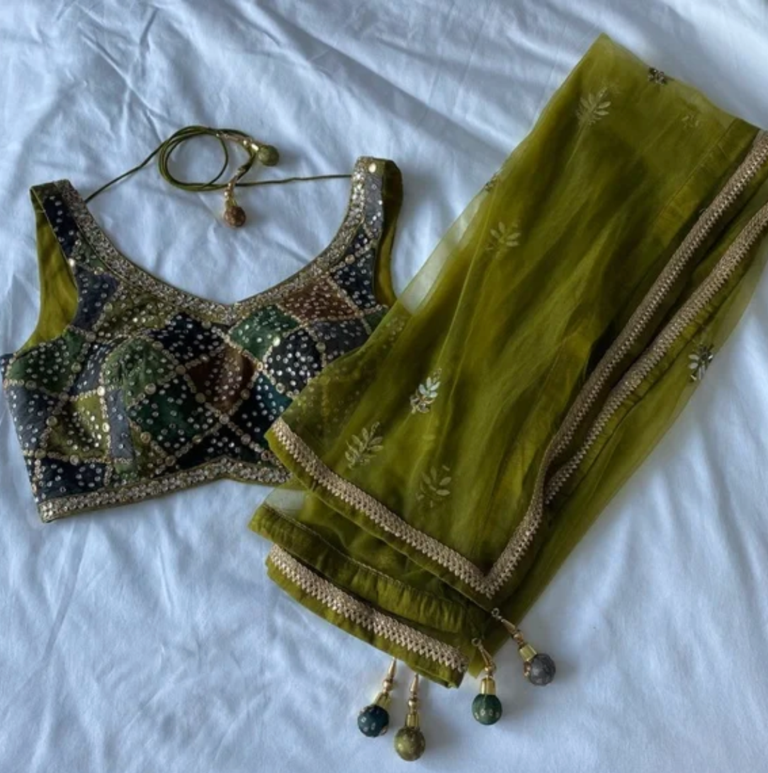 Beautiful Stunning 3-piece lehenga set with mirror work