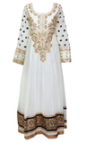 3-piece White Anarkali suit with matching pants and dupatta