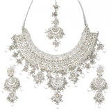 Silver 3 piece jewelry set with earrings and forehead piece