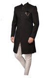 All-black sherwani with added subtle shine and black embroidery.