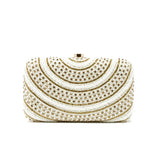Ivory and white clutch with Gold chain strap & inside pocket