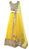   The skirt is is paired with a matching blouse and net dupatta and yellow lehenga!