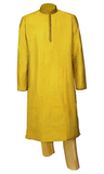 Mustard Yellow Kurta has gold embroidery and comes with a matching pair of gold pants! 