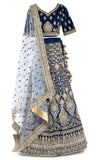 Royal Blue Lehenga Paired with a matching A-line skirt and white net dupatta. Get the royal treatment.