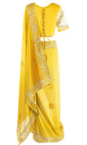 Gold Embroidery Yellow Saree Matching petticoat is includedThe top features stunning gold embroidery.