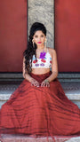 A lovely two-piece lehenga set in a range of different shades is the ideal dress for any Indian function.