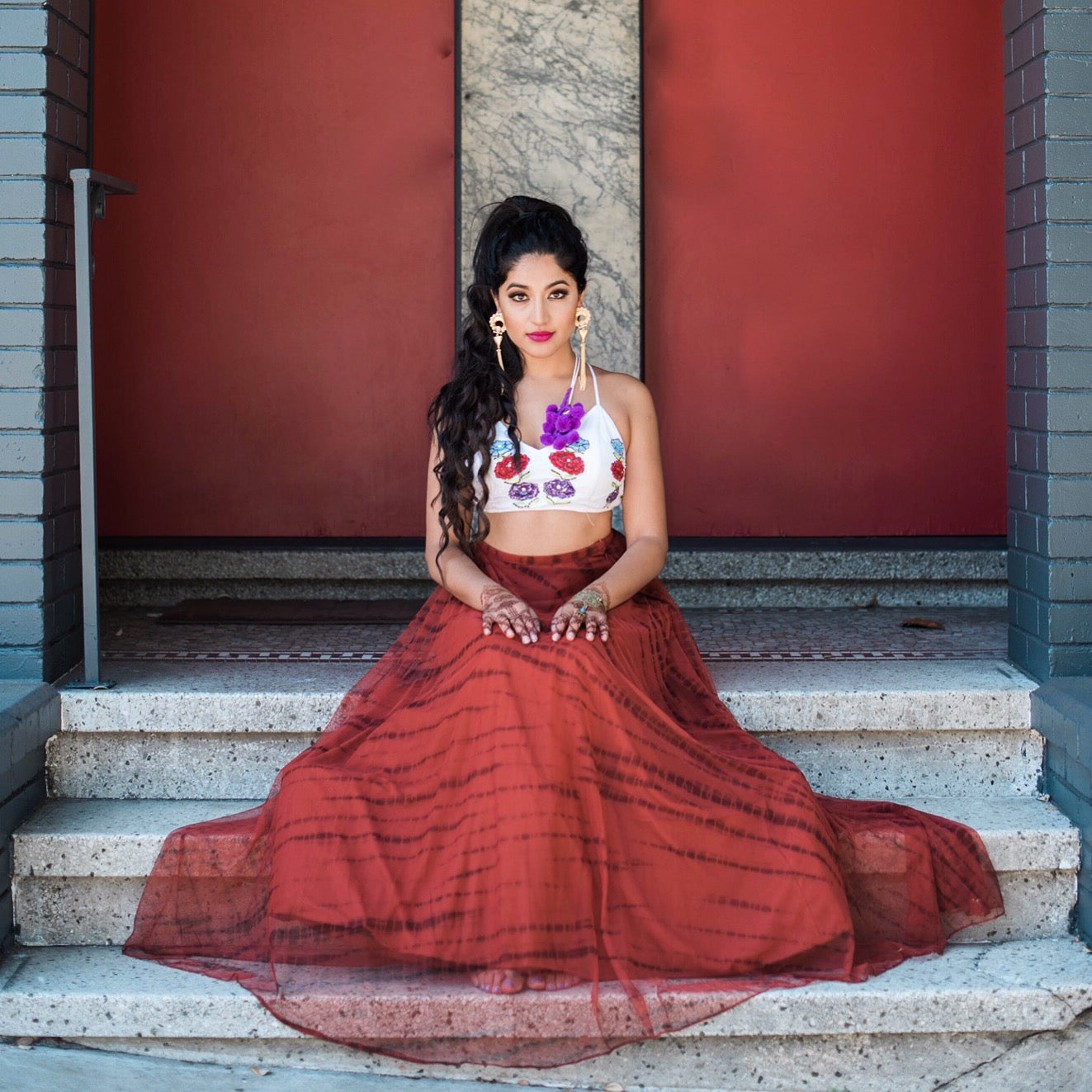 A stunning two-piece lehenga set in a variety of colors is the perfect outfit for any occasion.