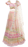This stunning  Indian wedding  lehenga is covered in beautiful embroidery & mirror work.