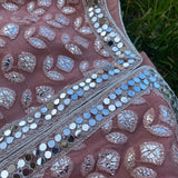 Ready-made burnt piece lehenga with silver mirror work & intricate beadwork