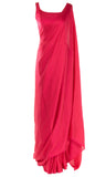 Pre-pleated pink panther Saree with satin top & Matching petticoat 