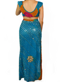 Multicolor vintage 2 piece women outfit comes with adjustable fit