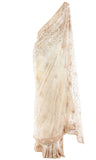 Ready-made off-white Saree with adjustable Blouse, Matching petticoat 