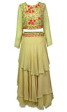 Beautiful  3-piece lehenga with fully stitched and decorated with flowery designs.