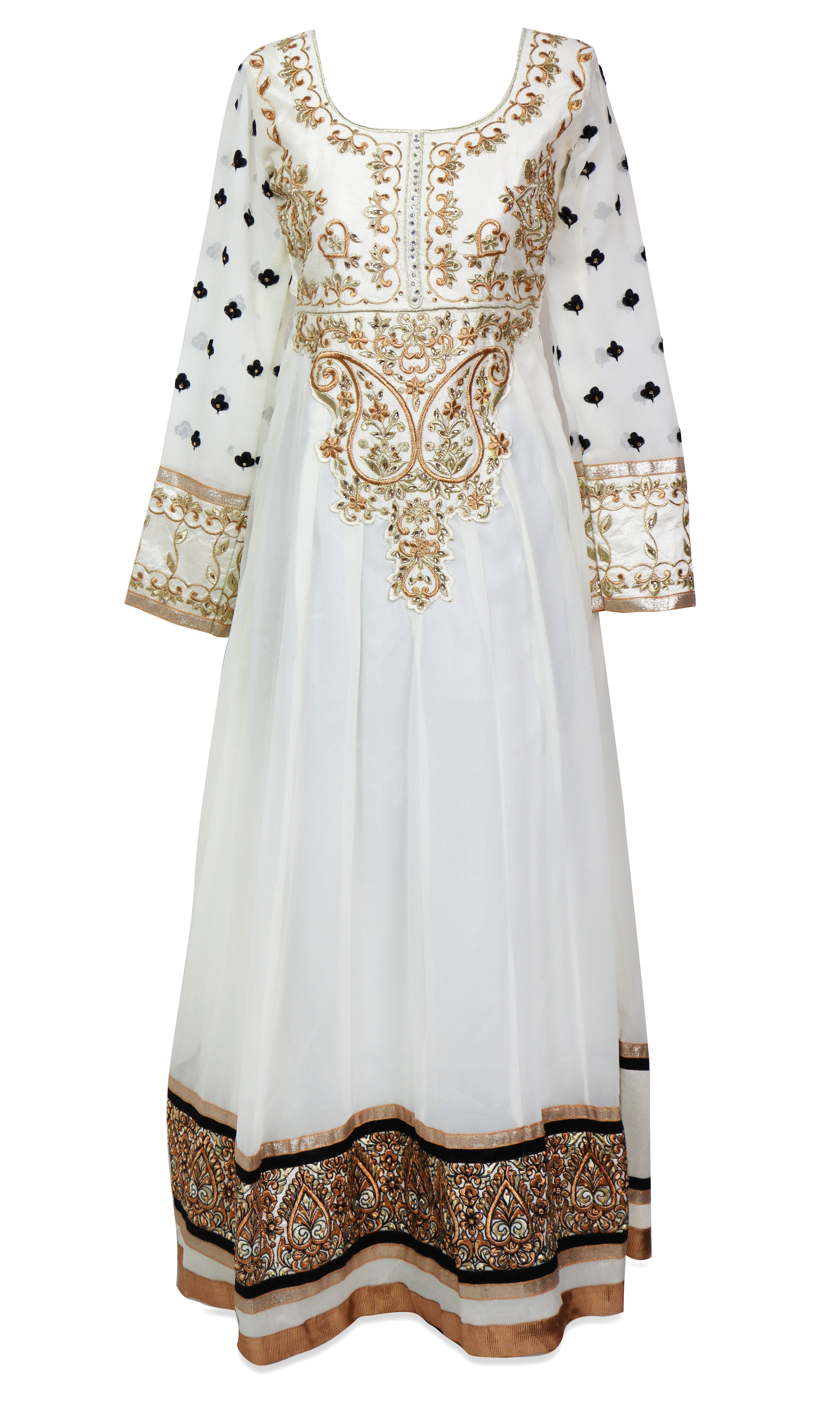 3-piece White Anarkali suit with matching pants and dupatta