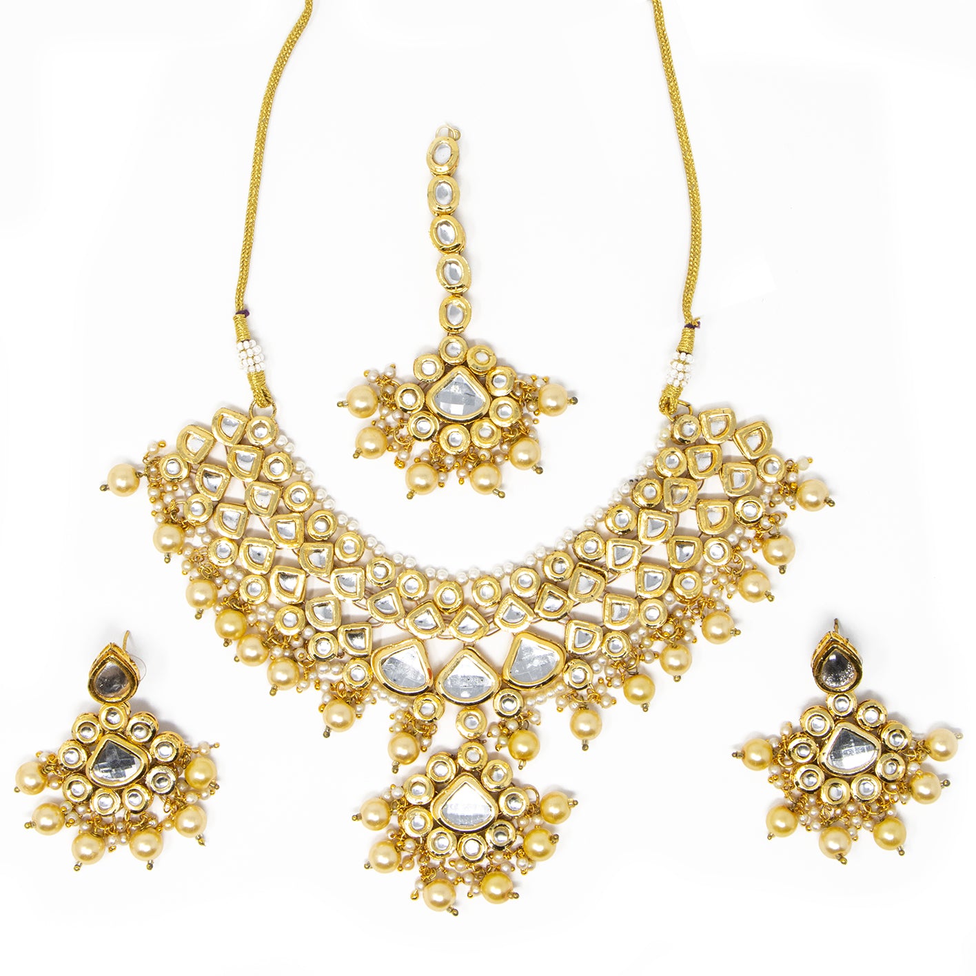 3 piece set Gold Necklace, earrings and bindi included