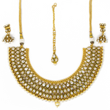 Gold and Silver  3 piece set: Necklace with earrings and bindi (forehead piece)