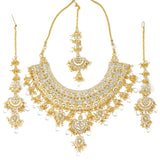 Gold, Silver 3 piece Necklace with earrings and bindi