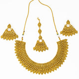 Gold 3 piece Necklace set with earrings and bindi 