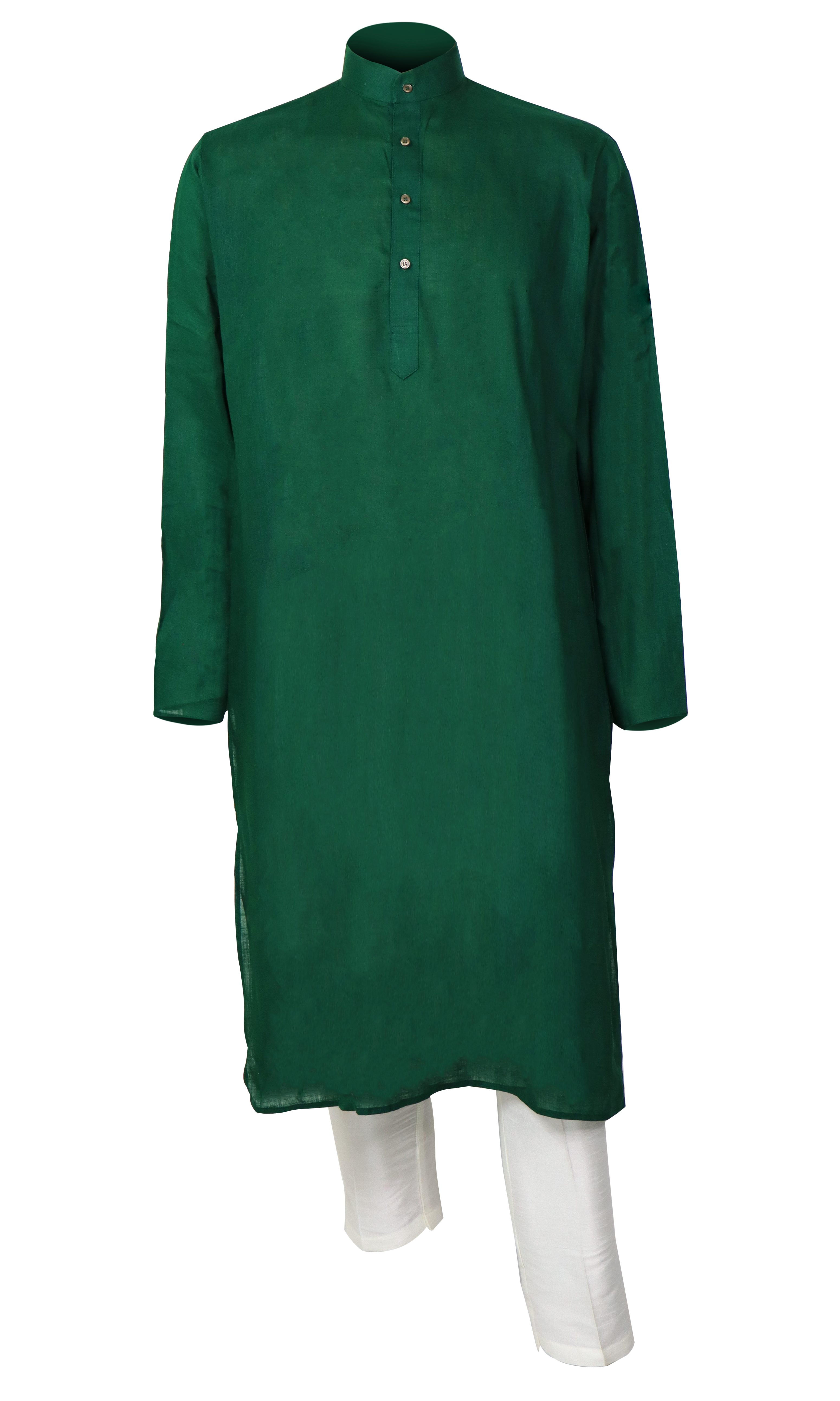 Forest green  kurta paired with a white pants for any traditional occasion.