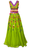 Green organza lehenga by Preeti S Kapoor with matching short blouse