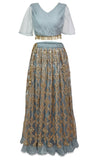 Dusty blue/light gray lehenga comes with dupatta