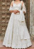  A walking snow angel, gorgeous lehenga is all white and decked out with stunning mirror work.