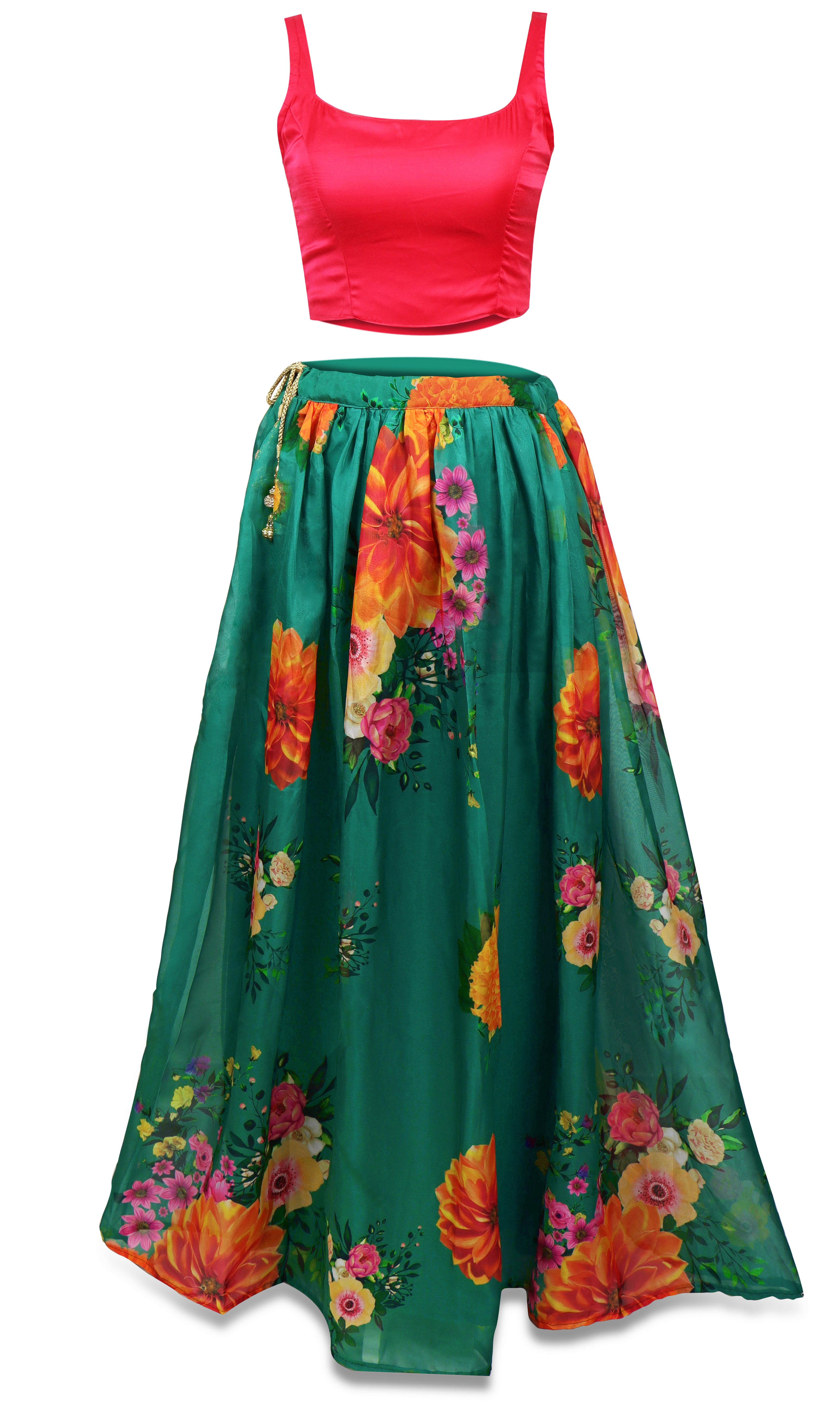 Wildflower Lehenga with Red color blouse prefer and what your size is Place your order.
