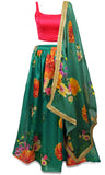 Wildflower Lehenga with Red color blouse with wildflower duptta. perfect for events or Indian marriages.